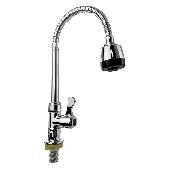 663 BRIMIX Кран на одну воду, гибкий излив, м/к, хром  из высокопрочного пластика АБС