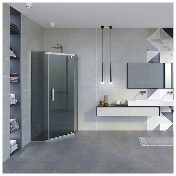 ERLIT Душевое ограждение без поддона ER10110V-C4(100*100*200, пятиугольное, тонированное стекло6мм),