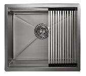 Мойка кухонная KS-6045U СТАЛЬ САТИН Kitchen Space(ролл-мат,дозатор,мет.сифон)универс.монт,GRANULA