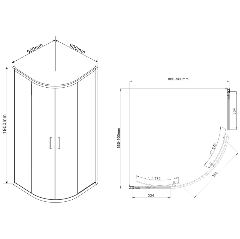 Душевой уголок Garda 900х900, без поддона, стекло шиншилла, 6мм, профиль хром VSQ-1G900CH, VINCEA