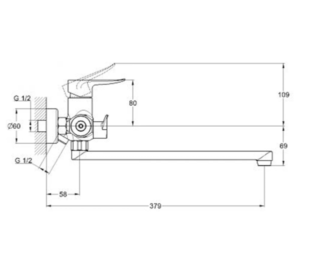 Смеситель для ванны G-Lauf GOB7-A134 (D35 длин. излив)