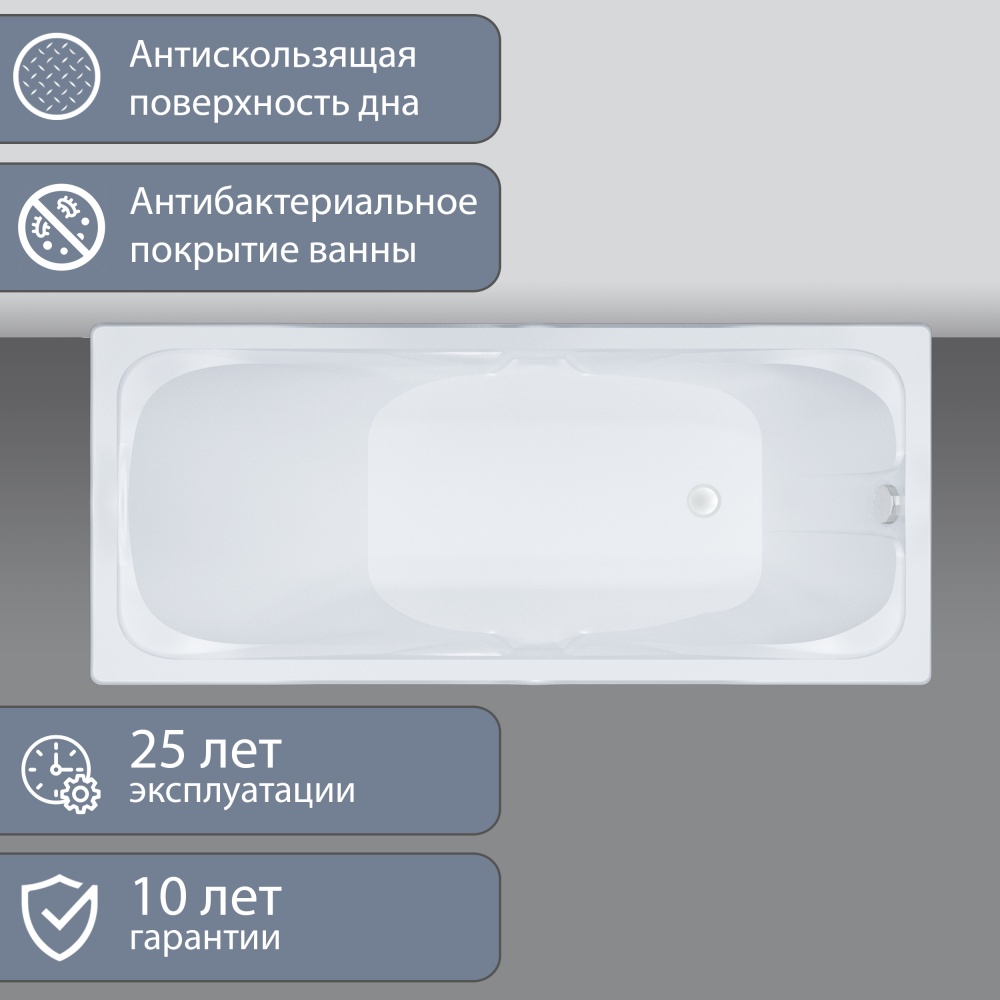 ТРИТОН Ванна Стандарт Экстра 1500/700 без каркаса, панели, сифона