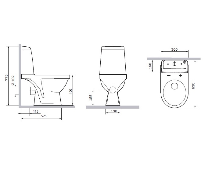 Унитаз-компакт Origin Evo 2 788607SC (2-х реж.арм., сиденье дюропласт микролифт), Damixa