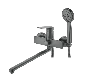 A71125AT Смеситель для ванны ACCOONA с длинным изливом 350мм дивертор в корпусе  Цвет: графит (10)