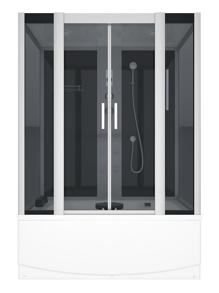 ERLIT Душ.бокс ER4517TP-C4 170*80*215 (прямоугольник, задняя стенка черная, стекло тонированное 4мм)