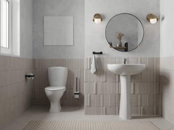 Унитаз-компакт Версия (косой вып., ниж. подв., 1-реж. арм., сид. полипропилен), SANTERI