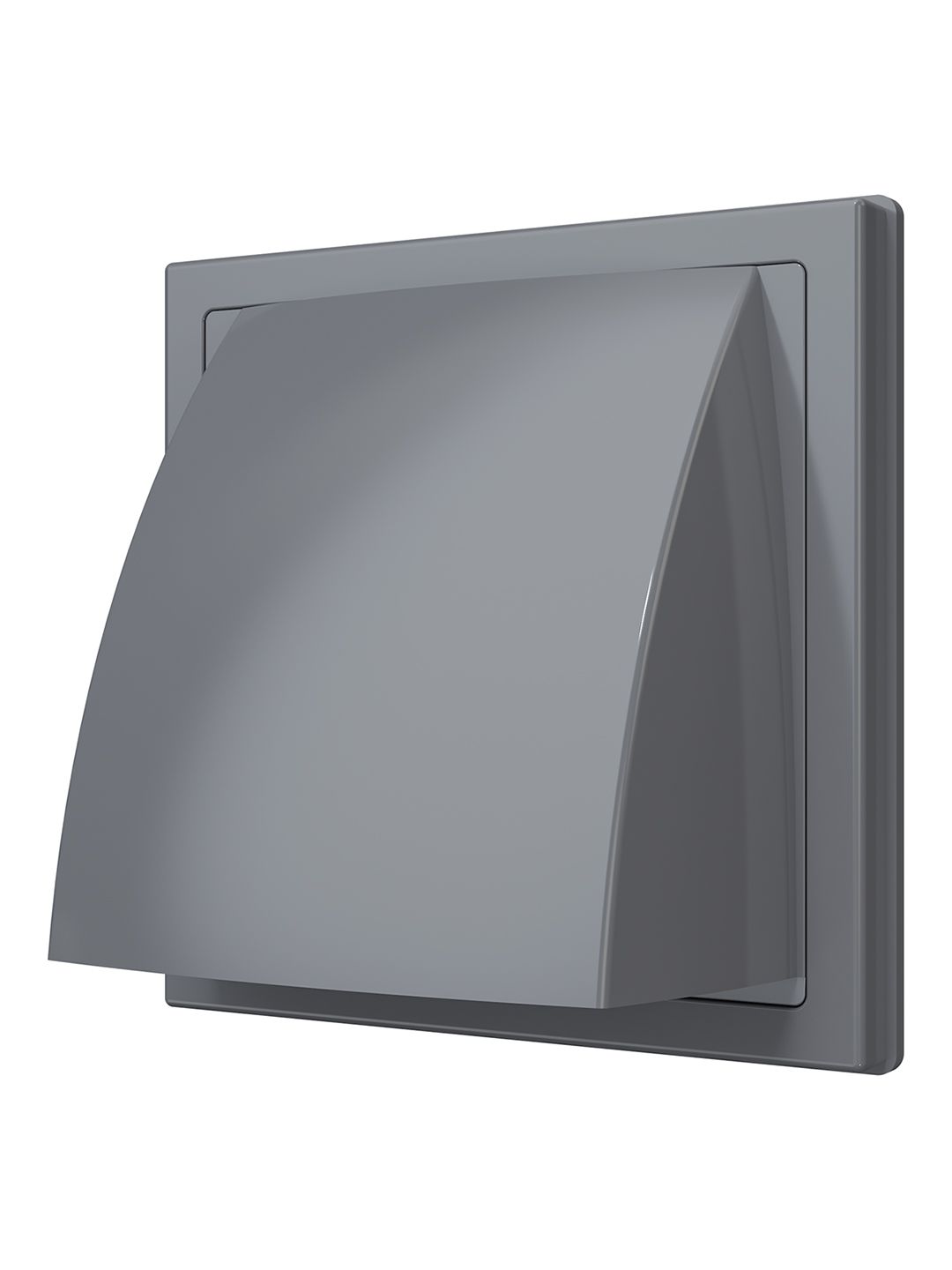 Выход стенной вытяжной с обратным клапаном 150х150 с фланцем D100 серый 1515К10ФВ сер