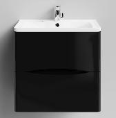 Adel 60 тумба подвесная черный глянец +умыв.Adel 60, VOD-OK