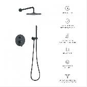 Душевой комплект VENTAS 2R с внутренней частью, ручной, верхний душ, черный матовый, BERGES