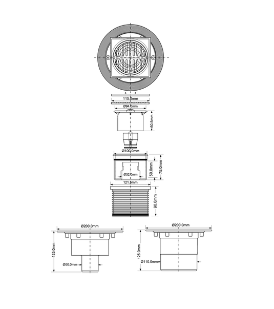 Трап с сухим затвором вертикальный 110 мм McALPINE (MRFG3V-110)