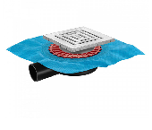 Трап напол ZENTRUM Uno 150*150 нерж сталь,реш мат.хром,боковой слив D50мм 090372, BERGES