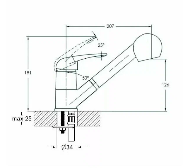 Смеситель для кухни G-lauf KEN4-A 031 SOLONE с выдвижной лейкой шпилька