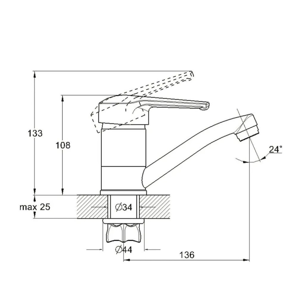 Смеситель для кухни (мойки) G.LAUF SIT4-B182  SOLONЕ  D40 на гайке излив 150мм (10)