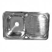 FABIA Мойка врезная 780х480 лев (0,8 мм) глубина 180 мм+ большой сифон с переливом 62322L