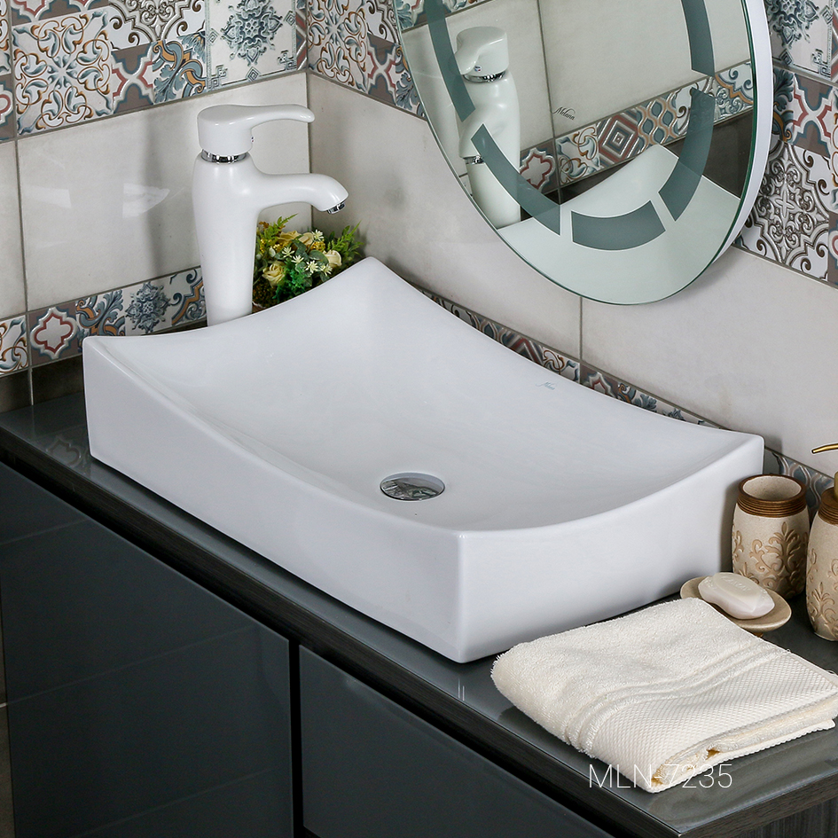 Раковина накладная MLN-7235 белая, MELANA