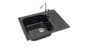 Мойка глян.Арлин Z15Q4(черн)+фреза 635x490x195. Granit MARR BERGG