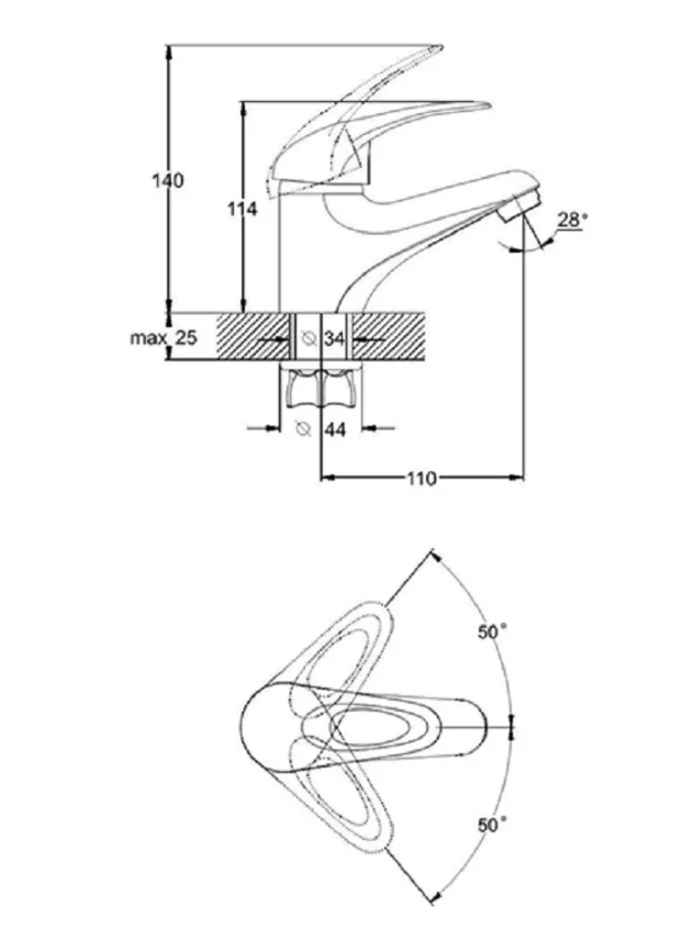 Смеситель для раковины (умывальника) G-lauf KLO1-A048  D40 лат.гайка