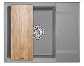 Мойка кухонная ES-6202 АЛЮМИНИУМ Estetica (разделочная доска (ясень), мет. сифон), GRANULA