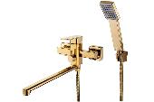 Смеситель для ванны с душем LEB-7123G/NEB7-A123KG (длинный излив D35, золото)