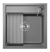 Мойка кухонная KS-5002 АЛЮМИНИУМ Kitchen Space (ролл-мат,дозатор, мет. сифон), GRANULA
