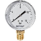 Манометр радиальный. Корпус Dn 80 мм 1/2  , 0...16 бар, кл.2.5 STOUT (SIM-1010-801615)