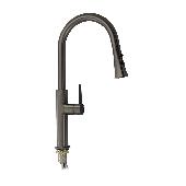 8236 MAGNUS Cмеситель кухня шаровый С - образный излив вытяжной, корпус из латуни цвет ГРАФИТ