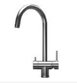 Смеситель для кухни СТАЛЬ САТИН (гиб.подв.,крепления,переход.подкл.фильтра) KITCHEN SPACE, GRANULA