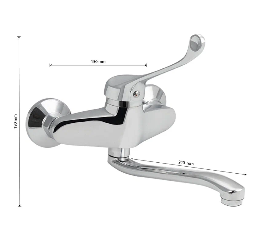 1022-20 BRIMIX Смеситель для мойки и раковины ОТ СТЕНЫ с медицинской ручкой шаровый