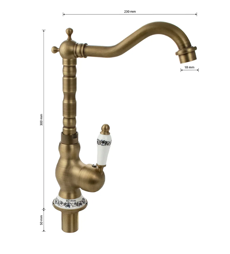 153 BRIMIX Смеситель кухня под БРОНЗУ высокий излив поворот на 360 градусов шаровый