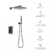 Душевой комплект NARDIS 2S с внутренней частью, ручной, верхний душ, черный матовый, BERGES