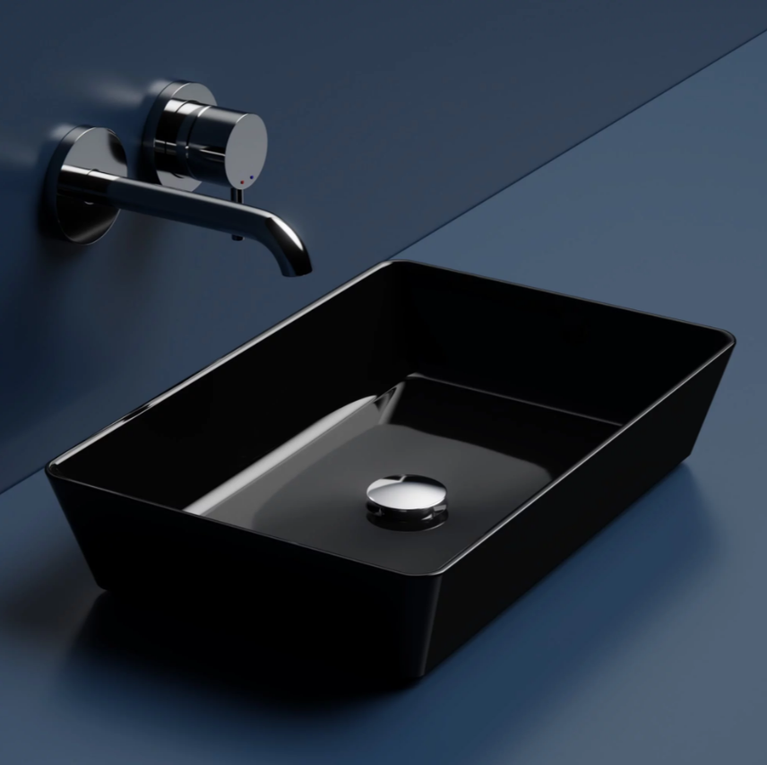 Раковина накладная Norden 595*395*120 черная глянцевая WANFALD