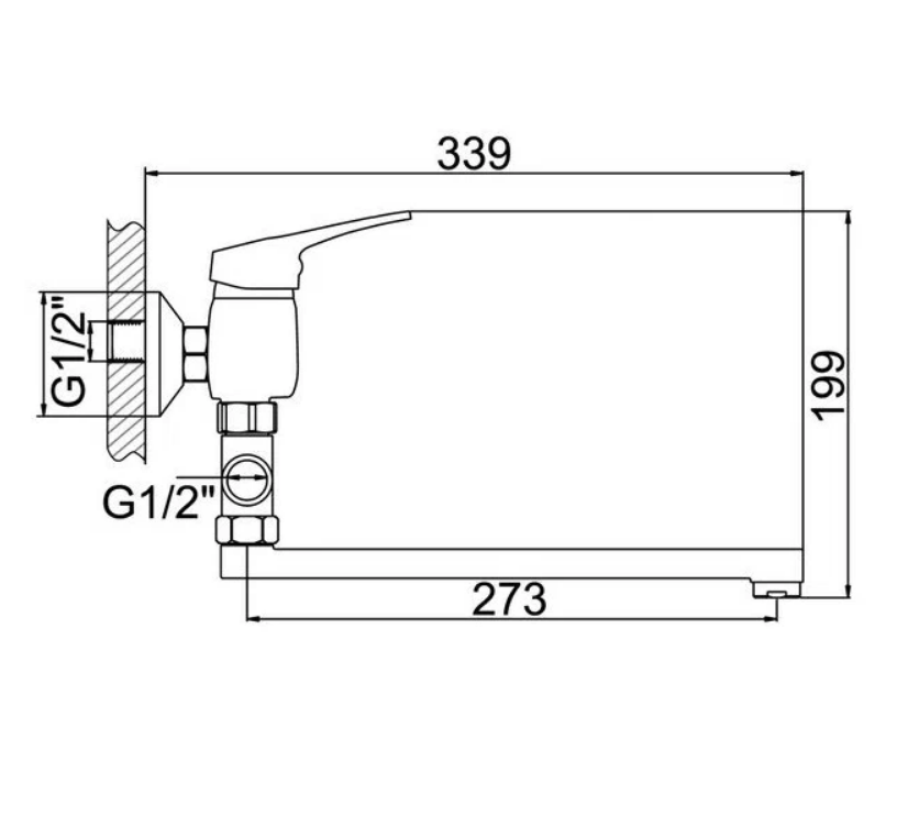 A7050 Смеситель для ванны ACCOONA с длинным изливом 300мм латунь/хром (10)