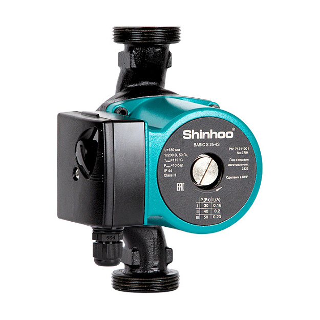 Насос циркул. SHINHOO BASIC S 25-4S 180 1x230V с гайками 71211001
