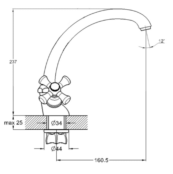 Смеситель для кухни (мойки) G-lauf QTZ4-B856  (керам.1/2 на лат. гайке)
