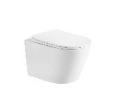 Унитаз подвесной BILBAO 52см безободковый белый, Tornado, тонкое сиденье м/лифт, Iberica Blanca