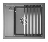 Мойка кухонная KS-6004 АЛЮМИНИУМ Kitchen Space (ролл-мат,дозатор, мет. сифон), GRANULA