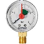 Манометр радиальный с указ.предела Корпус Dn 63 мм 1/4, 0...4 бар, кл.2.5 STOUT (SIM-1008-630408)