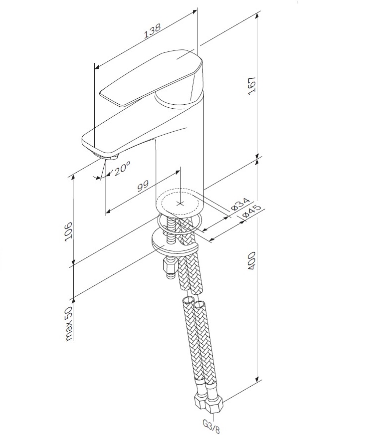 Смеситель для умывальника, ЧЕРНЫЙ F90A02122  GEM АМ.РМ