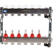 Коллектор из нерж. стали с расходомерами, с клап. вып. воздуха и слив  6 вых. ROMMER RMS-1201-000006