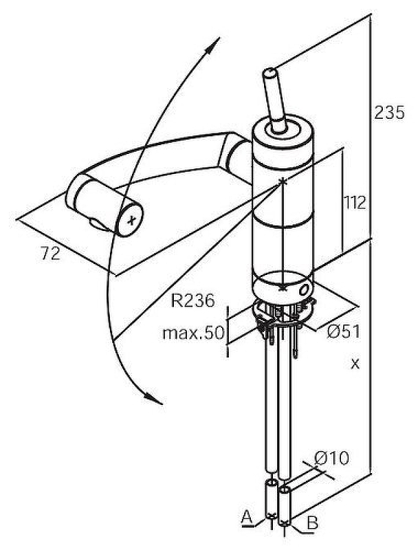 Смеситель для кухни, поворотный излив 236 мм, 290007464 ARC Damixa