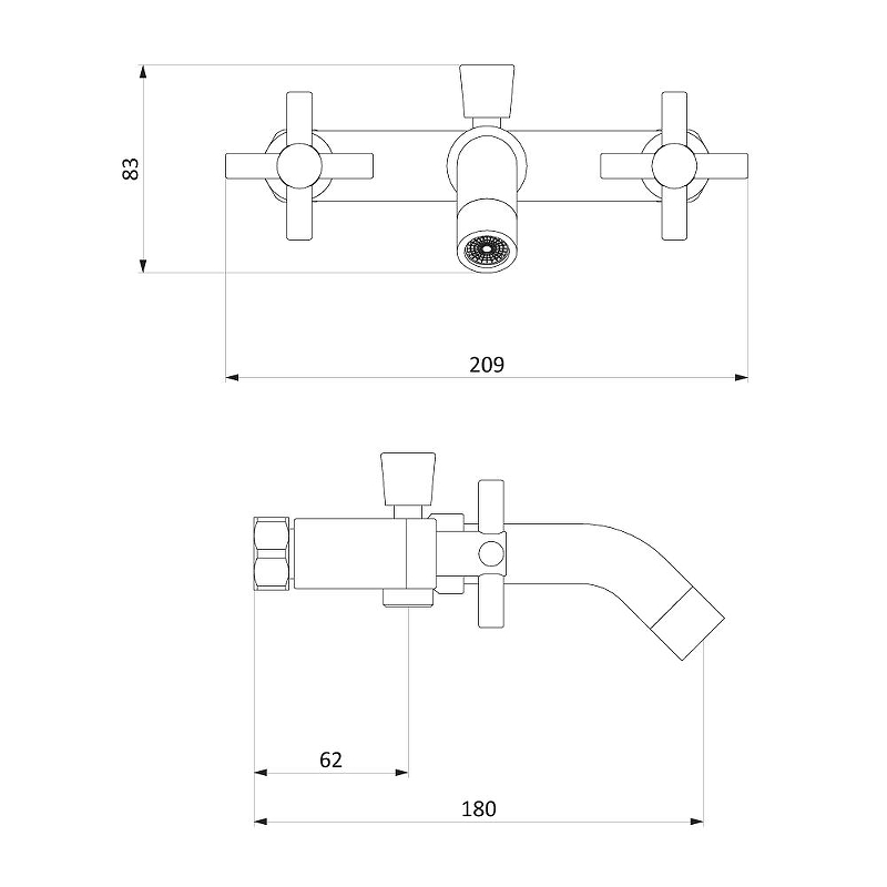 Смеситель для ванны и душа излив 201 мм, НИКЕЛЬ 281000000 NeoClassic Nikel DAMIXA