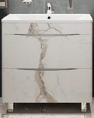 Adel 60 тумба напольная Мрамор белый натур милк 2537 + умывальник Adel 60, VOD-OK