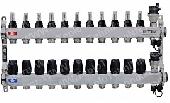 Коллекторная группа 1* с расх. на 11 вых. нерж.квадрат TIM KCS5011 c кранами и воздух.