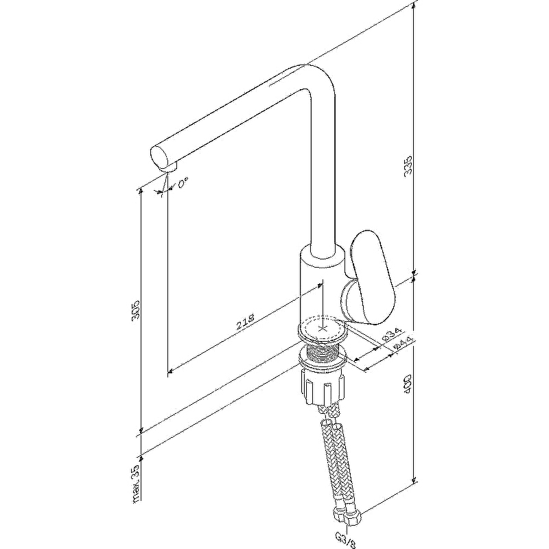 Смеситель для кухни с L-образным изливом, САТИН  F8005011 LIKE АМ.РМ