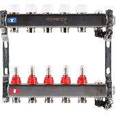 Коллектор из нерж. стали с расходомерами, с клап. вып. воздуха и слив  5 вых. ROMMER RMS-1201-000005