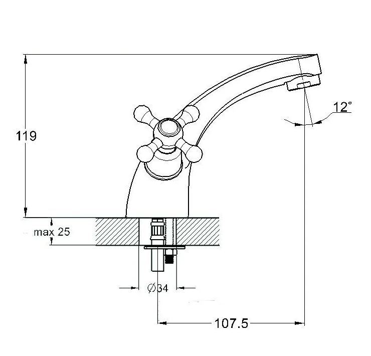 Смеситель для раковины (умывальника) G-lauf QMT1-A722 (1/2; керам.на шпильке)