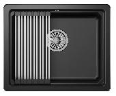 Мойка кухонная подстольная KS-5501U ШВАРЦ Kitchen Space (ролл-мат,дозатор, мет. сифон), GRANULA