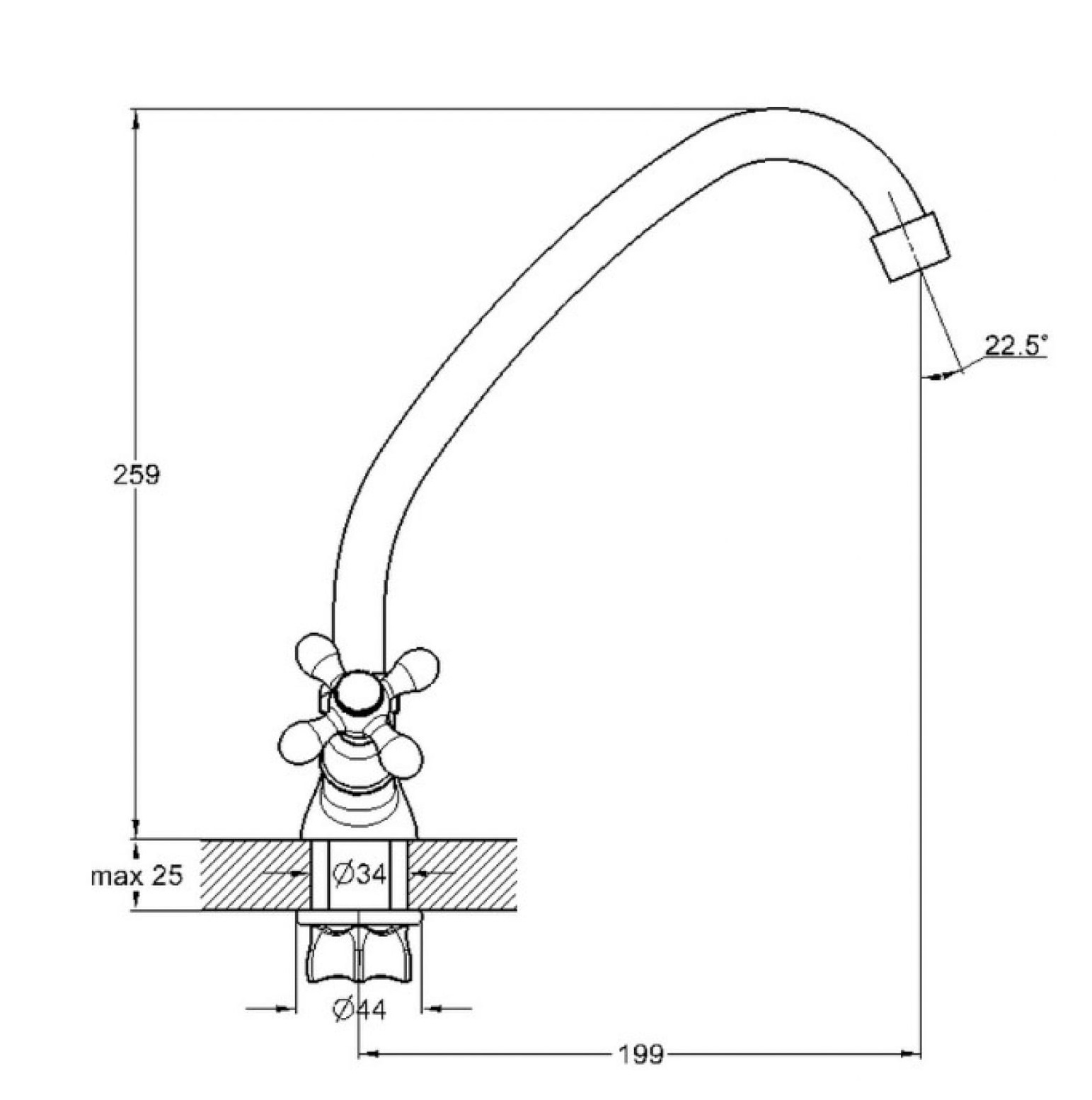 Смеситель для кухни (мойки) G-lauf QFR4-A722 (1/2; керам. на гайке)