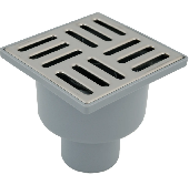 Трап d-50 вертикаль. 150*150 мм нерж/пласт.