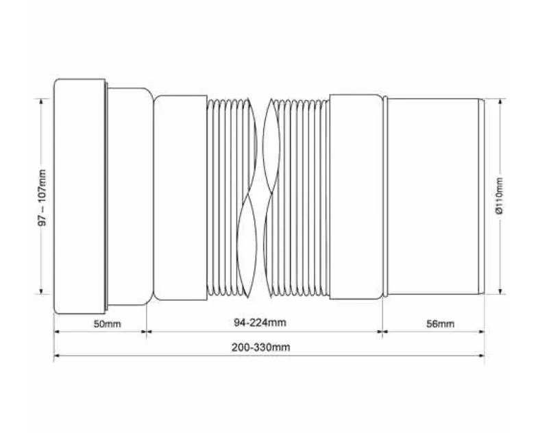 Гофра для унитаза 230мм  McALPINE (WC-F23R/MRWC-F23R)